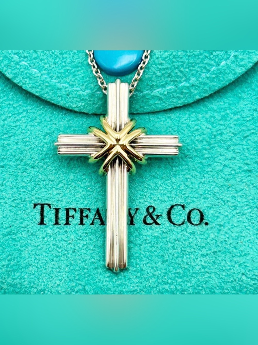 Tiffany & Co. Two-Tone Cross Pendant Necklace - Gold 18k Gold & Silver